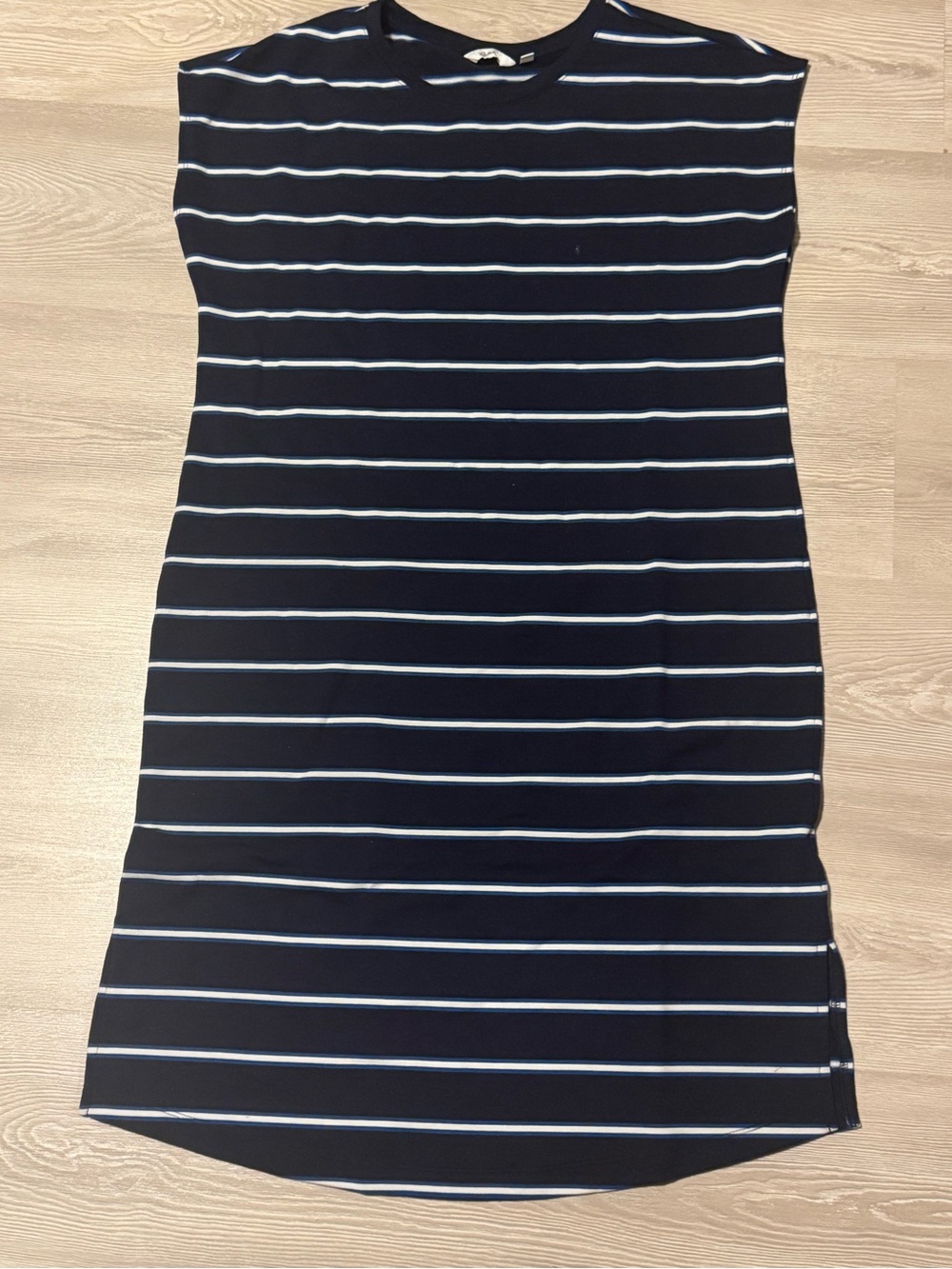 Striped Navy Maxi Dress with Cap Sleeves